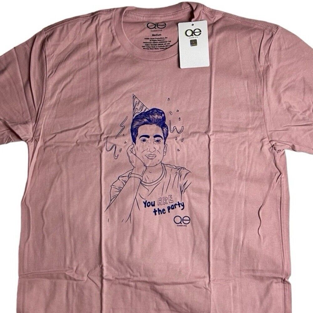 QUEER EYE You Are The Party T-Shirt Pink‎ Adult Size Large Unisex Casual Tee NWT